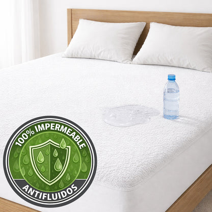 Protector de colchón impermeable con textura tipo toalla
